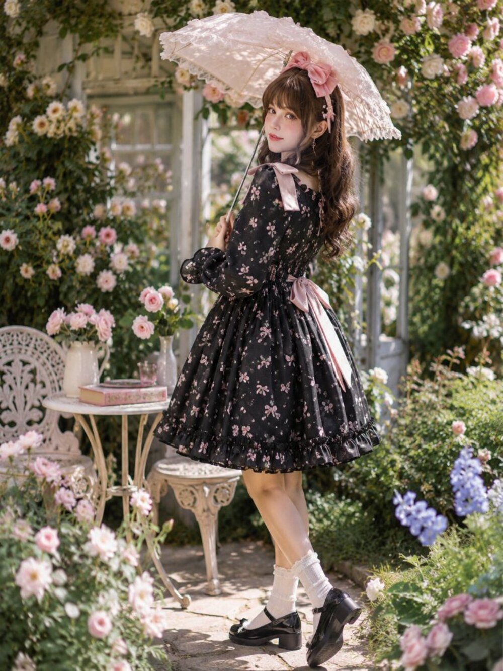 Hard Candy Lolita Kawaii Dark Floral  Coquette Cottagecore Dress Plus